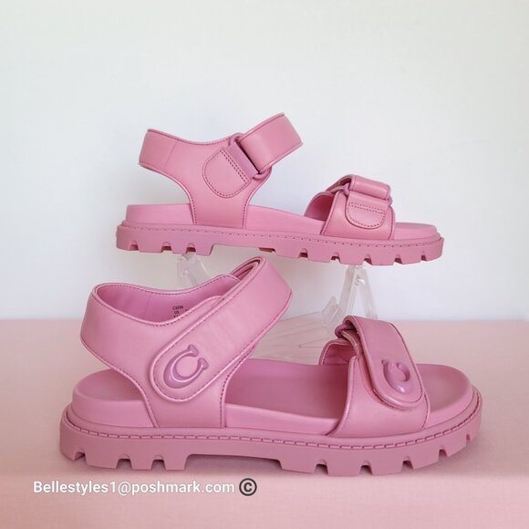 COACH Brynn Double Strap Smooth Leather Sandal- Vivid Pink Color. Women’s 6.5B⭐ - Picture 12 of 16